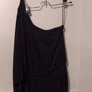 Guess Womens Pant One Sleeve Black Jumpsuit Large Wide Leg